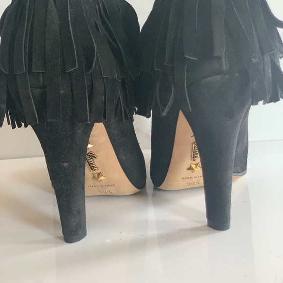 Gucci Black Fringe Ankle Boots 38.5 Yellowstone Beth Dutton Vibe - Picture 4 of 6